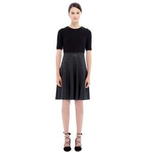 Rebecca Taylor Black Bouclé Faux Leather Fit & Flare Dress Size 12